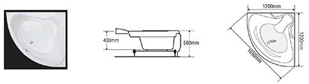 Bản vẽ kỹ thuật Bồn tắm Euroca EU2-1200